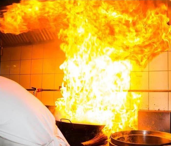 Kitchen fire on flames