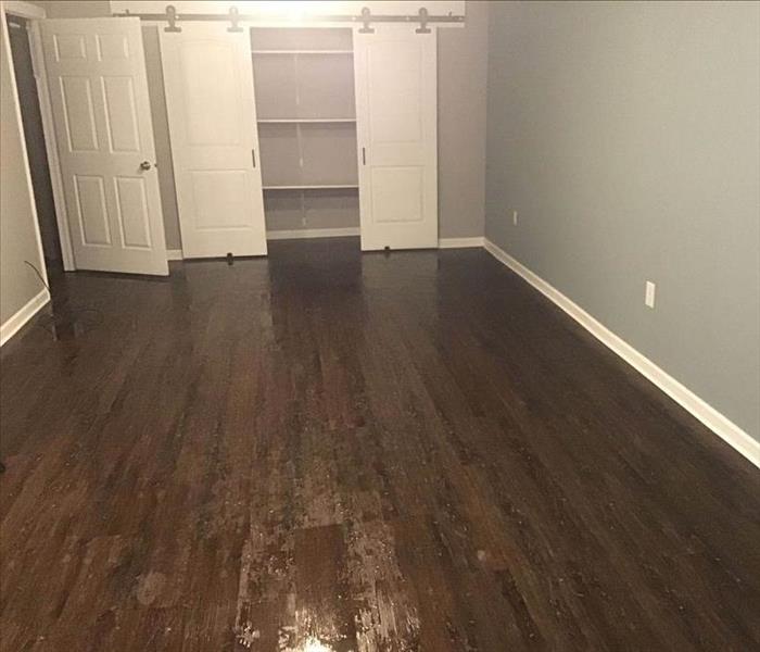 wet floor of a family room